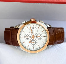 ARP Tis**t Chronograph Watch with White Dial and Brown Leather Strap