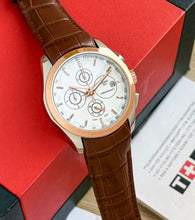 ARP Tis**t Chronograph Watch with White Dial and Brown Leather Strap